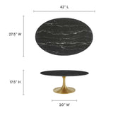 Lippa 42" Oval Artificial Marble Coffee Table by Lefancy