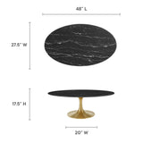 Lippa 48" Oval Artificial Marble Coffee Table by Lefancy