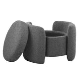 Nebula Boucle Upholstered Ottoman by Lefancy