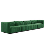 Conjure 4-Piece Channel Tufted Performance Velvet Sofa by Lefancy