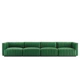 Conjure 4-Piece Channel Tufted Performance Velvet Sofa by Lefancy