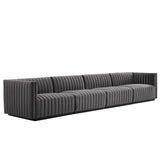Conjure 4-Piece Channel Tufted Performance Velvet Sofa by Lefancy