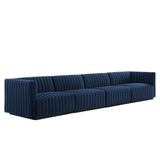 Conjure 4-Piece Channel Tufted Performance Velvet Sofa by Lefancy