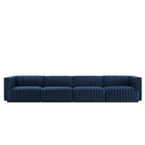 Conjure 4-Piece Channel Tufted Performance Velvet Sofa by Lefancy
