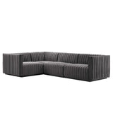 Conjure 4-Piece Channel Tufted Performance Velvet Sectional by Lefancy