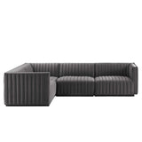 Conjure 4-Piece Channel Tufted Performance Velvet Sectional by Lefancy