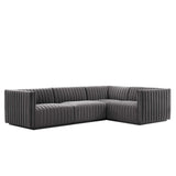 Conjure 4-Piece Channel Tufted Performance Velvet Sectional by Lefancy