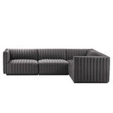 Conjure 4-Piece Channel Tufted Performance Velvet Sectional by Lefancy