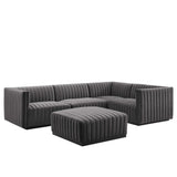 Conjure 5-Piece Channel Tufted Performance Velvet Sectional by Lefancy