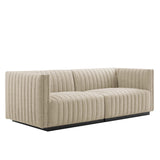 Conjure Channel Tufted Upholstered Fabric Loveseat by Lefancy
