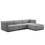 Conjure 4-Piece Channel Tufted Upholstered Fabric Sectional Sofa by Lefancy