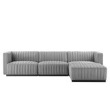 Conjure 4-Piece Channel Tufted Upholstered Fabric Sectional Sofa by Lefancy