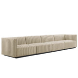 Conjure 4-Piece Channel Tufted Upholstered Fabric Sofa by Lefancy