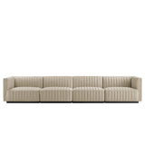 Conjure 4-Piece Channel Tufted Upholstered Fabric Sofa by Lefancy