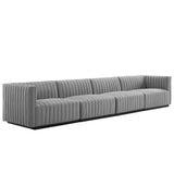 Conjure 4-Piece Channel Tufted Upholstered Fabric Sofa by Lefancy