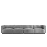 Conjure 4-Piece Channel Tufted Upholstered Fabric Sofa by Lefancy