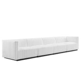 Conjure 4-Piece Channel Tufted Upholstered Fabric Sofa by Lefancy