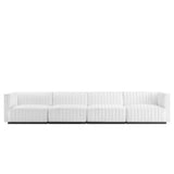 Conjure 4-Piece Channel Tufted Upholstered Fabric Sofa by Lefancy