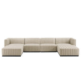 Conjure 6-Piece Channel Tufted Upholstered Fabric Sectional Sofa by Lefancy