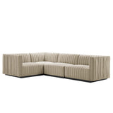 Conjure 4-Piece Channel Tufted Upholstered Fabric L-Shaped Sectional by Lefancy