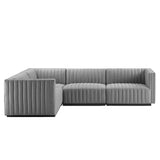 Conjure 4-Piece Channel Tufted Upholstered Fabric L-Shaped Sectional by Lefancy