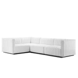 Conjure 4-Piece Channel Tufted Upholstered Fabric L-Shaped Sectional by Lefancy