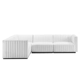 Conjure 4-Piece Channel Tufted Upholstered Fabric L-Shaped Sectional by Lefancy