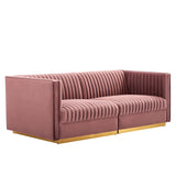 Sanguine Channel Tufted Performance Velvet Modular Sectional Sofa Loveseat by Lefancy