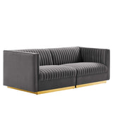 Sanguine Channel Tufted Performance Velvet Modular Sectional Sofa Loveseat by Lefancy