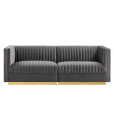Sanguine Channel Tufted Performance Velvet Modular Sectional Sofa Loveseat by Lefancy