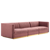 Sanguine Channel Tufted Performance Velvet 3-Seat Modular Sectional Sofa by Lefancy