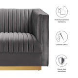 Sanguine Channel Tufted Performance Velvet 3-Seat Modular Sectional Sofa by Lefancy