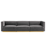 Sanguine Channel Tufted Performance Velvet 3-Seat Modular Sectional Sofa by Lefancy