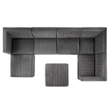 Sanguine 7-Piece Channel Tufted Performance Velvet Right-Facing Modular Sectional Sofa by Lefancy