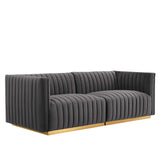 Conjure Channel Tufted Performance Velvet Loveseat by Lefancy