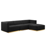 Conjure 4-Piece Channel Tufted Performance Velvet Sectional by Lefancy