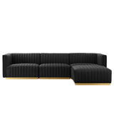 Conjure 4-Piece Channel Tufted Performance Velvet Sectional by Lefancy