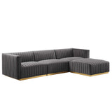 Conjure 4-Piece Channel Tufted Performance Velvet Sectional by Lefancy