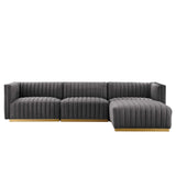 Conjure 4-Piece Channel Tufted Performance Velvet Sectional by Lefancy