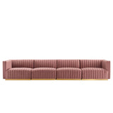 Conjure 4-Piece Channel Tufted Performance Velvet Sofa by Lefancy