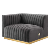 Conjure 4-Piece Channel Tufted Performance Velvet Sofa by Lefancy