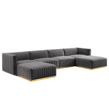 Conjure 6-Piece Channel Tufted Performance Velvet Sectional by Lefancy