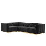 Conjure 4-Piece Channel Tufted Performance Velvet Sectional by Lefancy