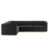 Conjure 4-Piece Channel Tufted Performance Velvet Sectional by Lefancy