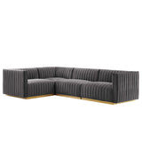 Conjure 4-Piece Channel Tufted Performance Velvet Sectional by Lefancy
