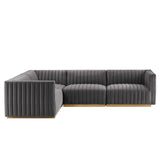 Conjure 4-Piece Channel Tufted Performance Velvet Sectional by Lefancy