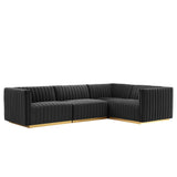 Conjure 4-Piece Channel Tufted Performance Velvet Sectional by Lefancy