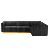 Conjure 4-Piece Channel Tufted Performance Velvet Sectional by Lefancy