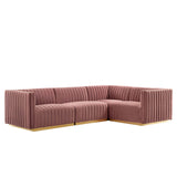 Conjure 4-Piece Channel Tufted Performance Velvet Sectional by Lefancy