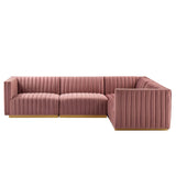 Conjure 4-Piece Channel Tufted Performance Velvet Sectional by Lefancy